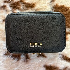Furla Black Leather Travel Jewelry Case